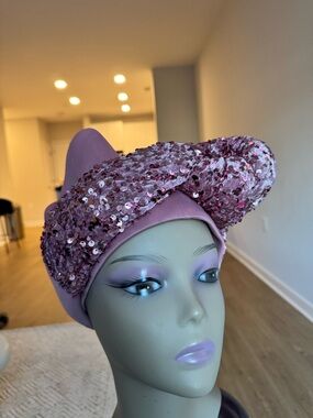 Women's Pink Sequin Turban Hat